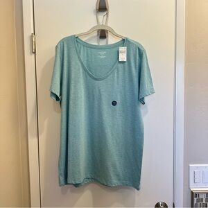 Lands' End Women's Seafoam Heather Short Sleeve Tee size L
